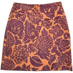 Lilly Pulitzer Floral Corduroy Mini Skirt Brown Orange Size 6